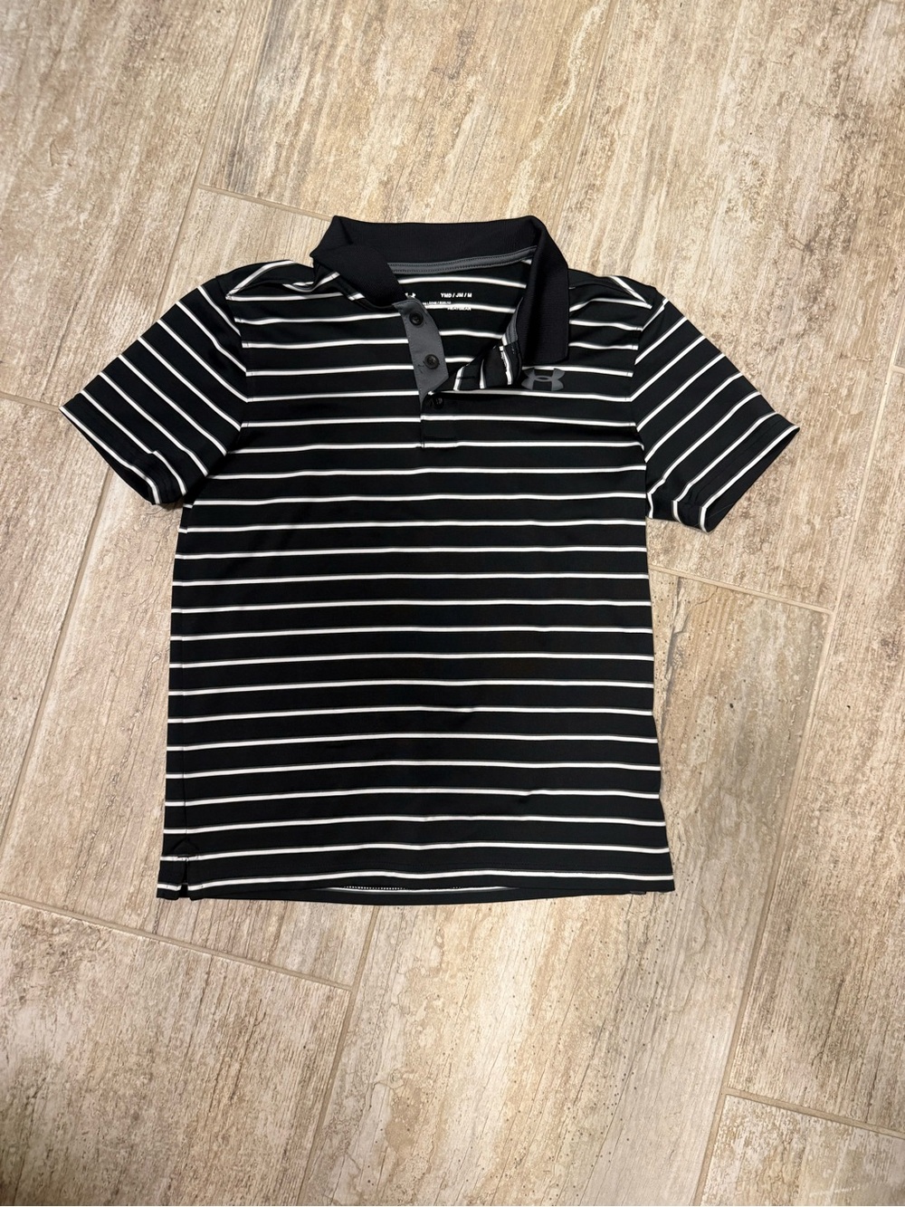 Under Armour Black Polo with White Stripes